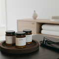 The Full Coast candle gift set - three signature soy candles in a Scandinavian-style room